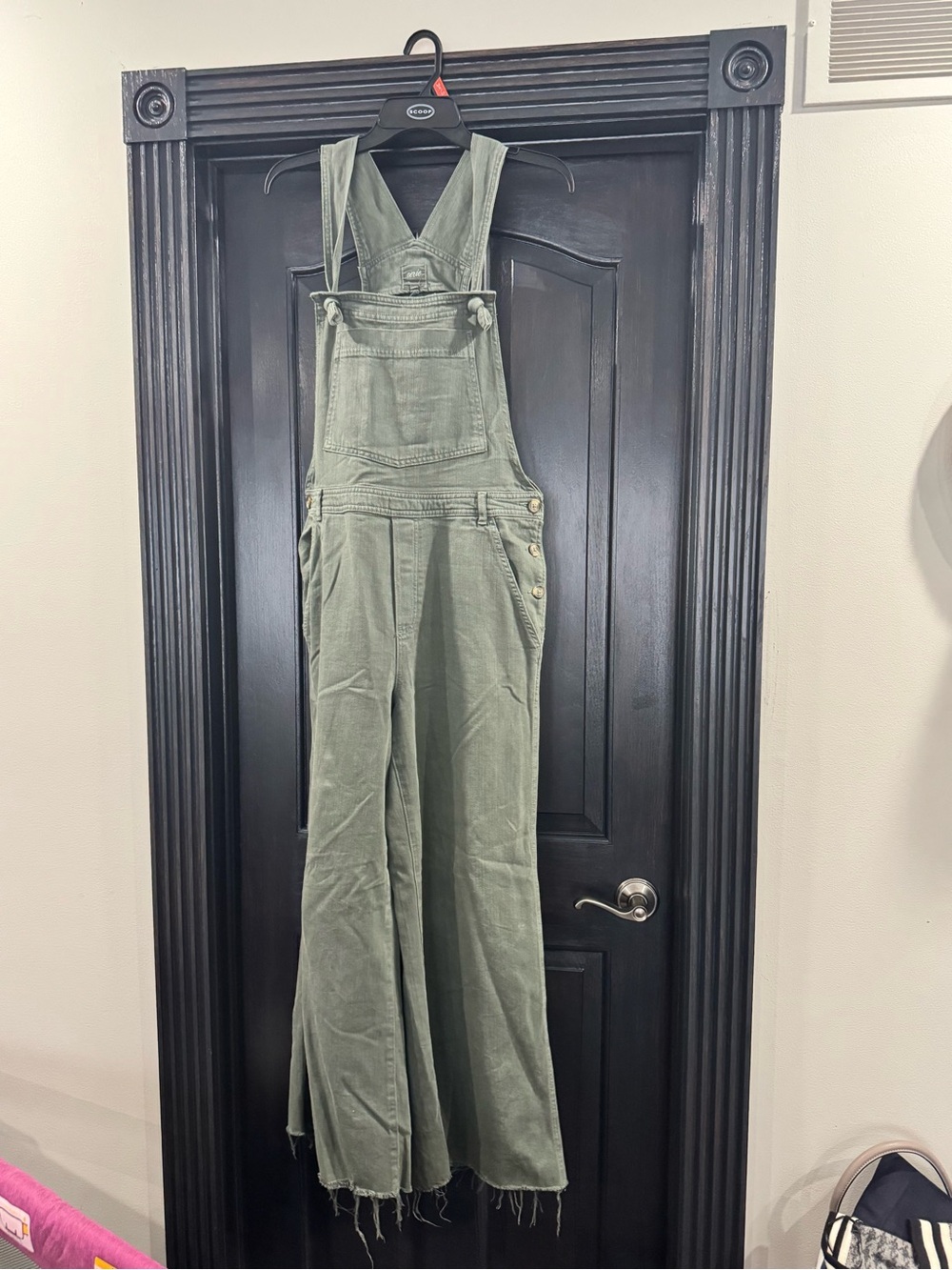 aerie Olive Wide-Leg Corduroy Overalls L